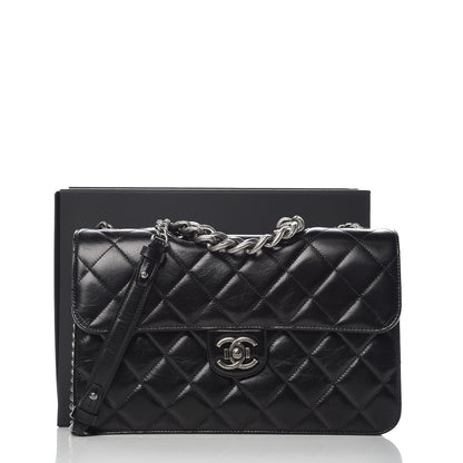 Chanel Glazed Calfskin Quilted Large Perfect Edge Flap Black 8 of 8