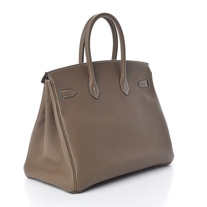 Hermes Taurillon Clemence Birkin 35 Etoupe 3 of 31
