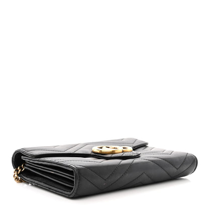 Gucci Calfskin Matelasse GG Marmont Chain Wallet Black 4 of 22
