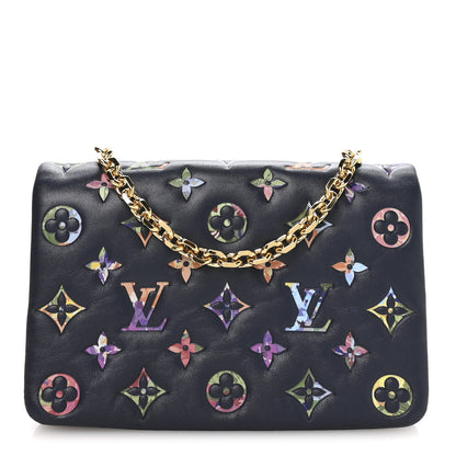 Louis Vuitton Lambskin Embossed Monogram LV Garden Pochette Coussin Navy 1 of 10