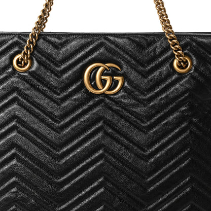 Gucci Azalea Calfskin Matelasse Large GG Marmont Slim Tote Black 8 of 10
