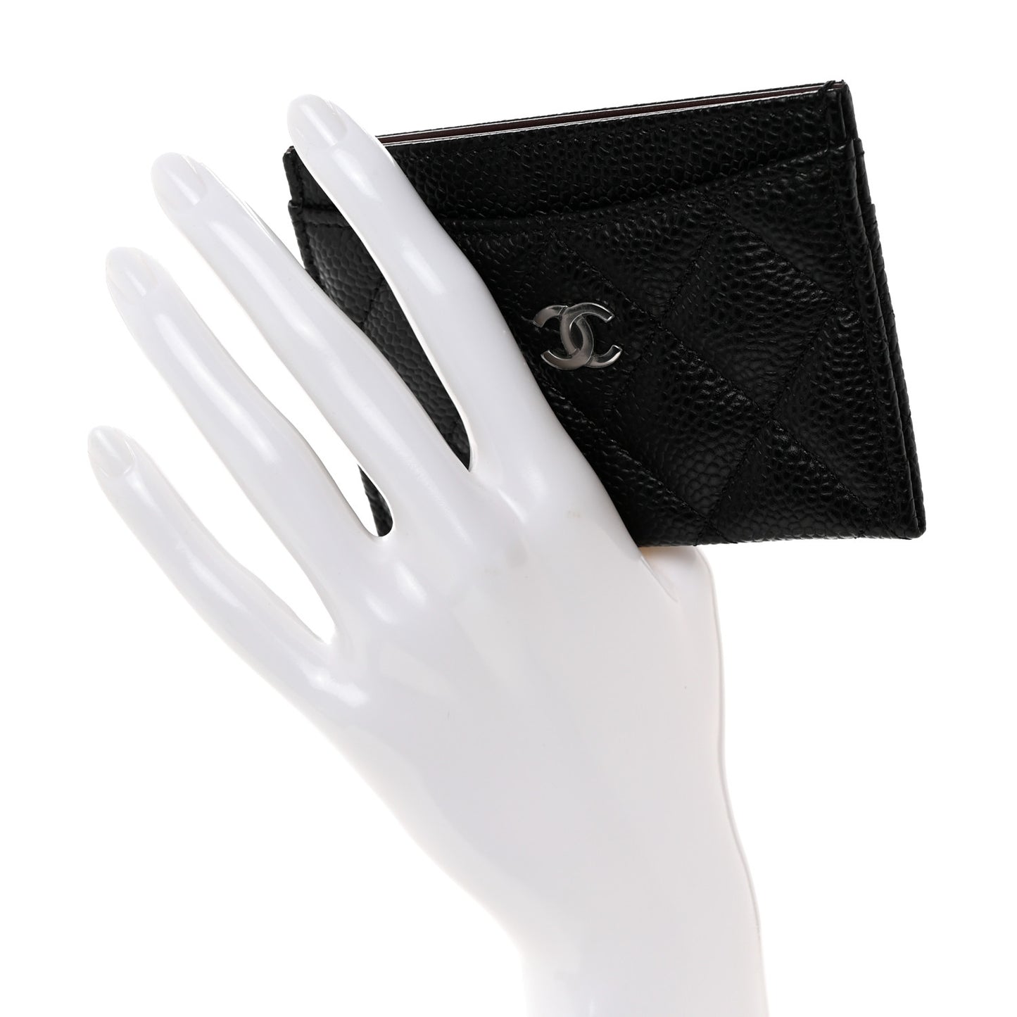 Caviar Quilted Card Holder Black
