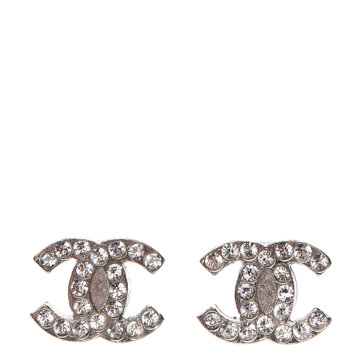 Chanel Crystal Mini Timeless CC Earrings Silver 1 of 4