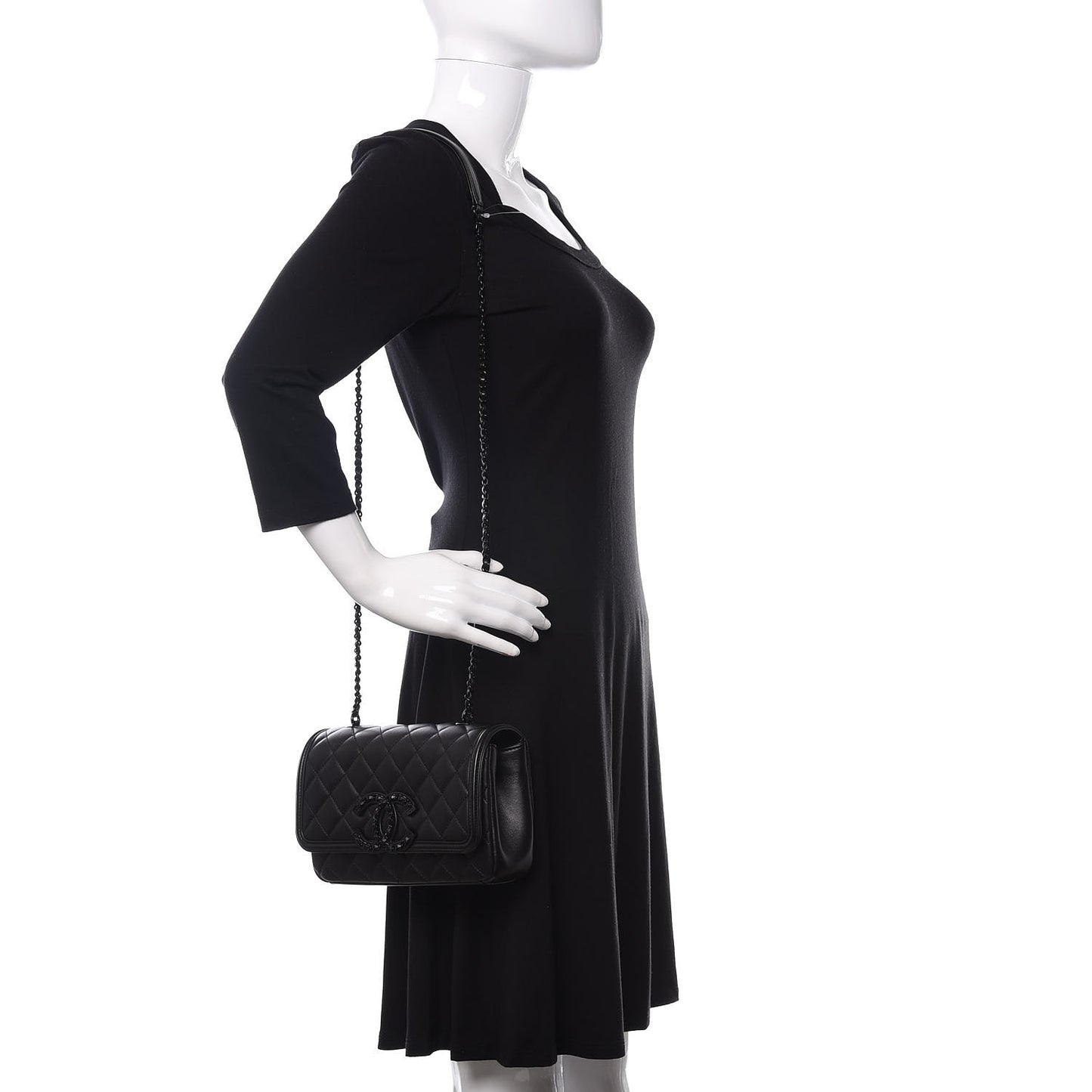 Lambskin Quilted Small CC Filigree Flap Black