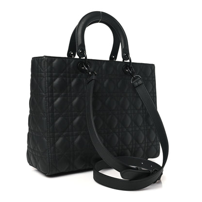 Christian Dior Ultra Matte Calfskin Cannage Large Lady Dior Black 3 of 10