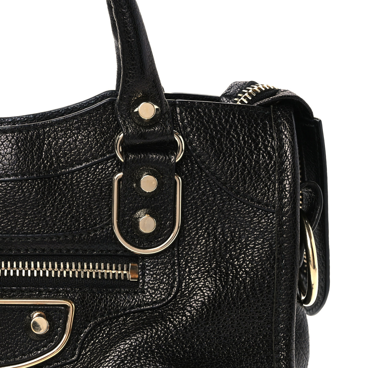 Chevre Gold Metallic Edge Hardware Mini City Black
