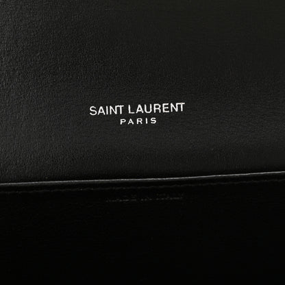 Saint Laurent Calfskin Crocodile Embossed Monogram Uptown Chain Wallet Black 8 of 14