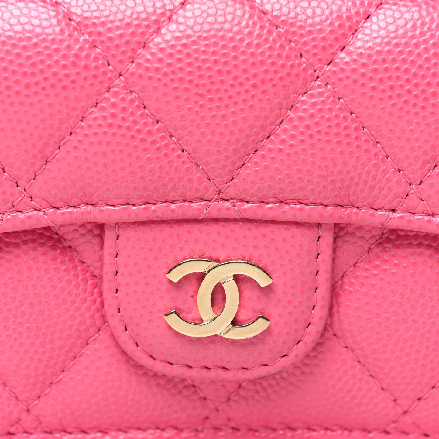 Caviar Quilted Double Flap Wallet Pink