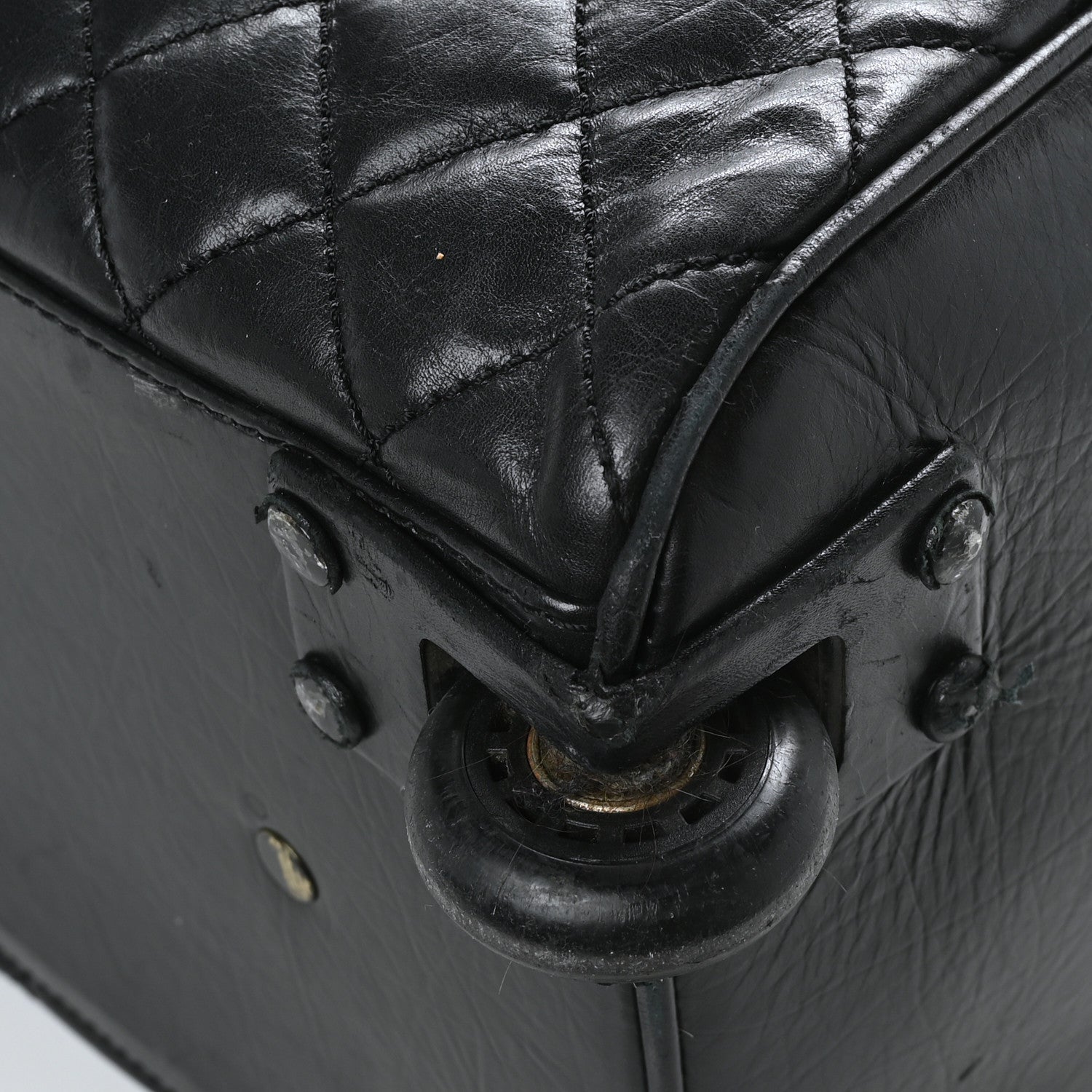 Chanel Aged Calfskin Nylon Duffel Trolley Black 8 of 13