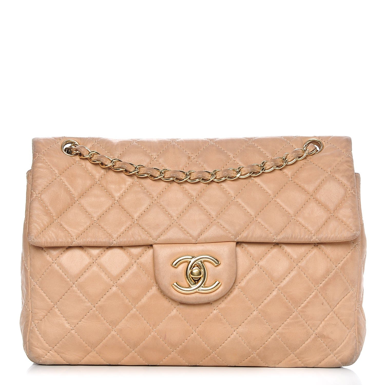 Chanel Lambskin Quilted Maxi Single Flap Beige 1 of 16