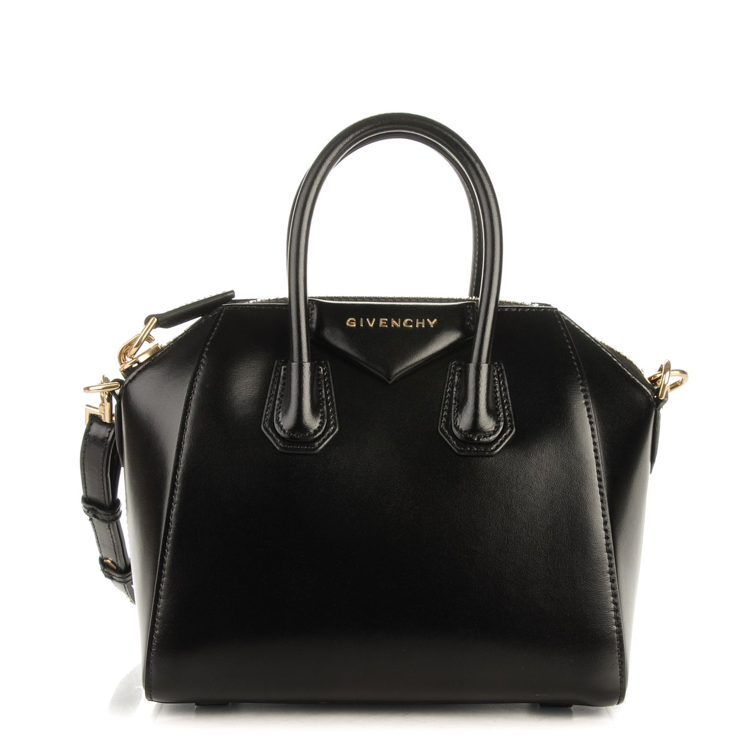 Shiny Lord Calfskin Mini Antigona Black