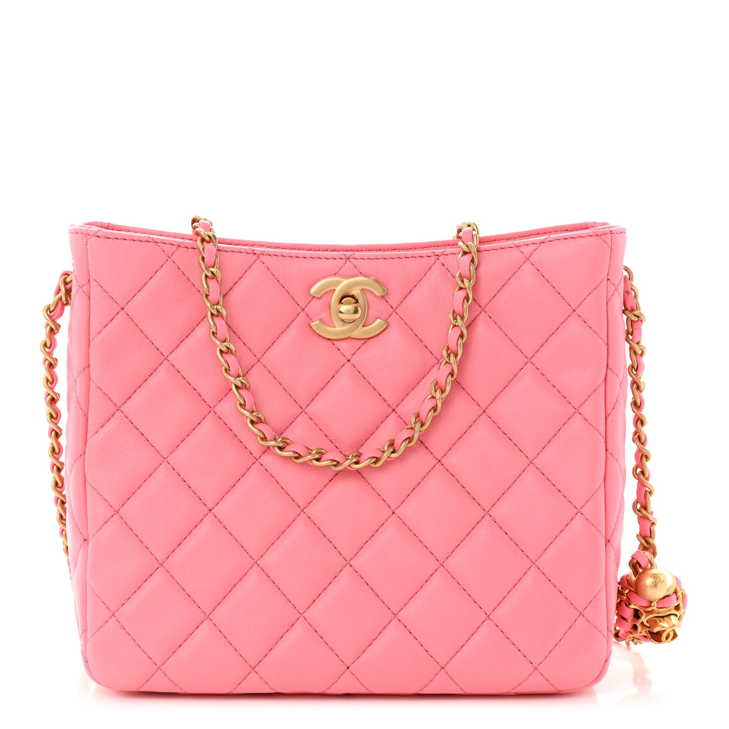 Lambskin Quilted Small Pearl Crush Hobo Pink