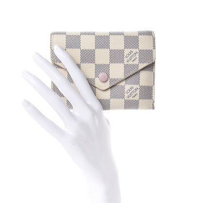 Louis Vuitton Damier Azur Victorine Wallet Rose Ballerine 2 of 9