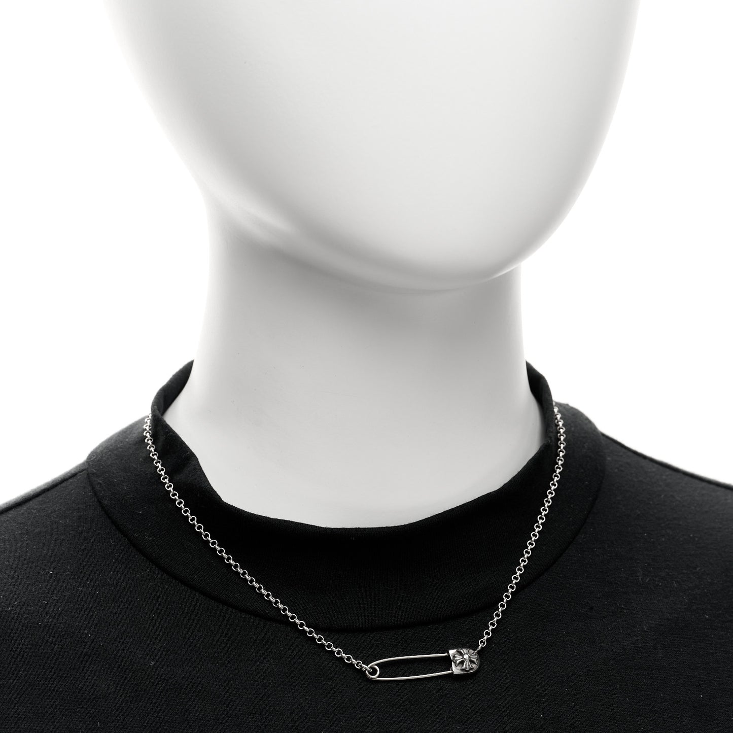 Sterling Silver Safety Pin Pendant Necklace