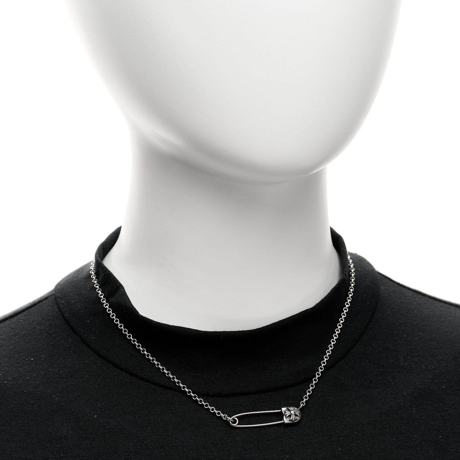 Chrome Hearts Sterling Silver Safety Pin Pendant Necklace 2 of 5