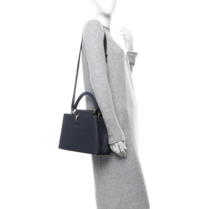 Louis Vuitton Taurillon Capucines PM Navy 2 of 10