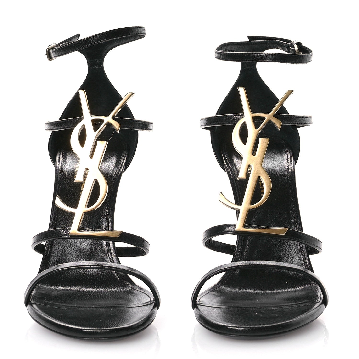 Saint Laurent Calfskin Cassandra 100 Ankle Strap Sandals 37 Black 3 of 9