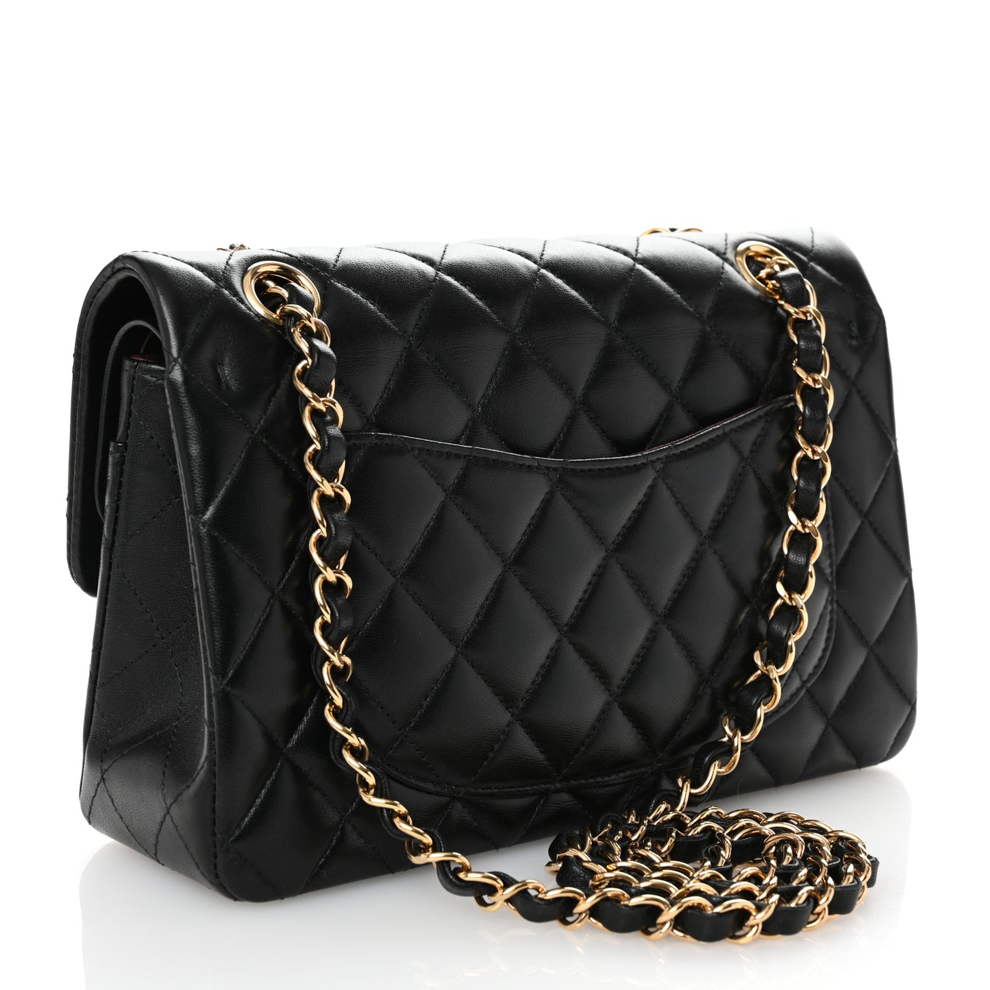 Lambskin Quilted Small Double Flap Black