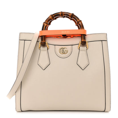 Gucci Wonka Grain Calfskin Small Diana Tote Bag Mystic White Orange Fluo 1 of 10
