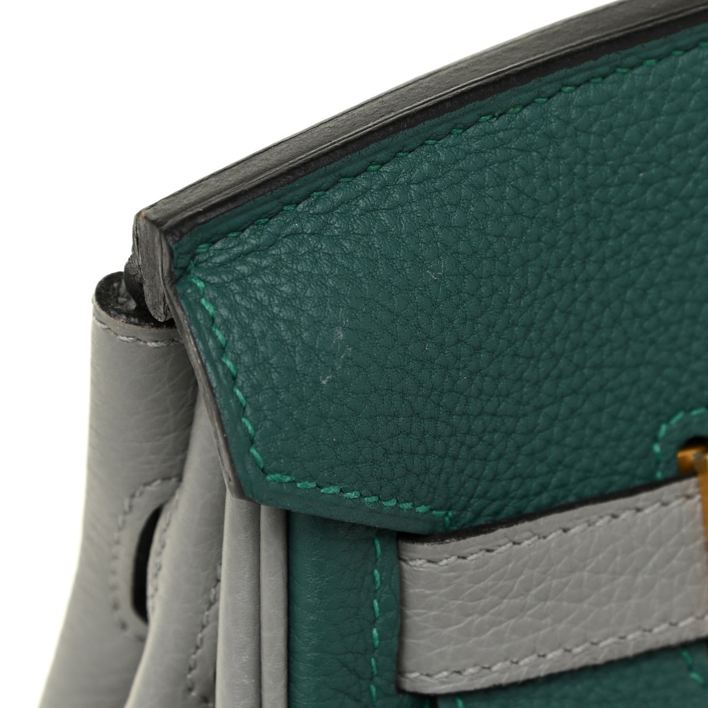 Togo Bi-Color Horseshoe Birkin 30 Malachite Gris Mouette