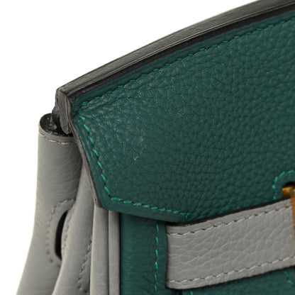 Hermes Togo Bi-Color Horseshoe Birkin 30 Malachite Gris Mouette 15 of 17