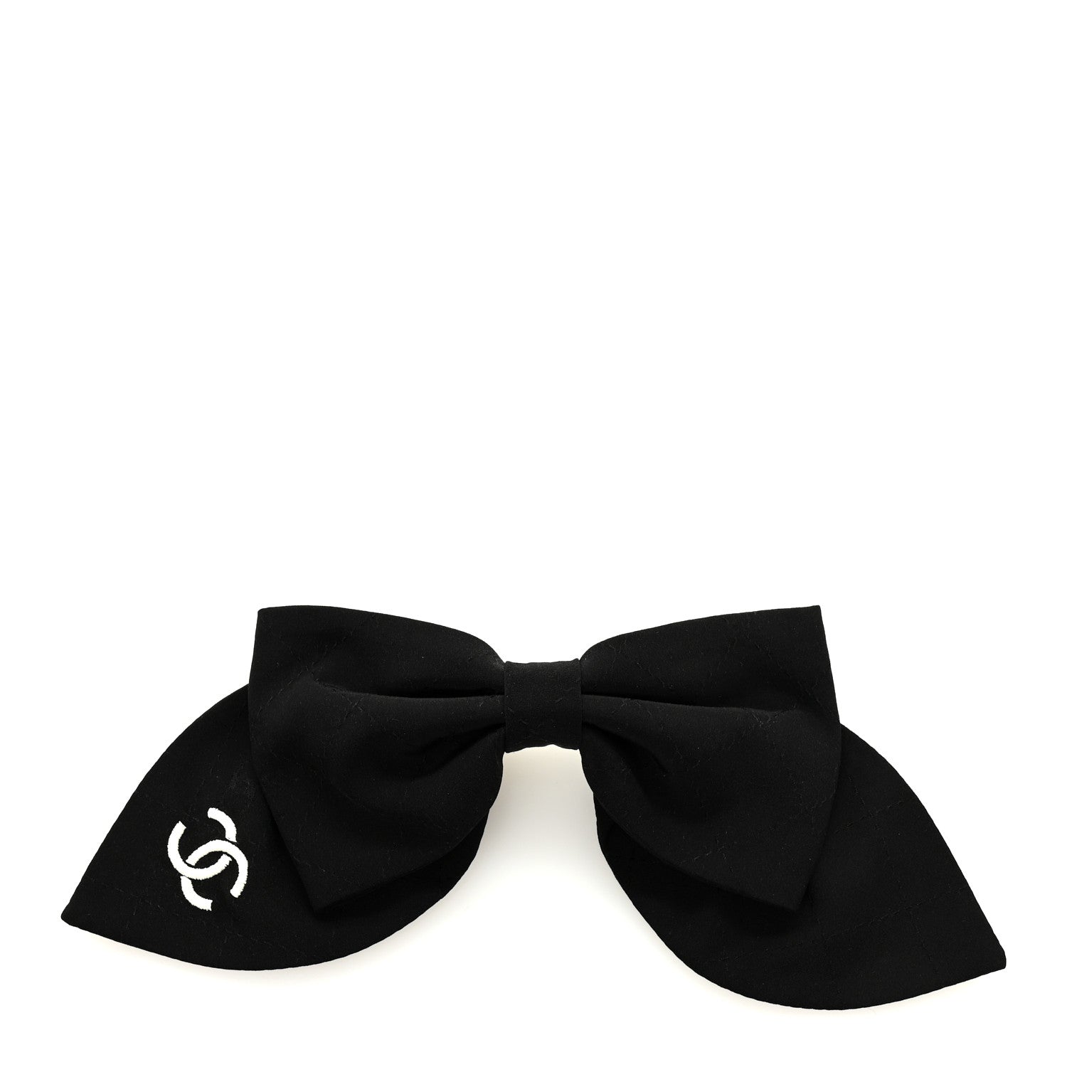 Chanel Silk Bow CC Hair Clip Black 1 of 3