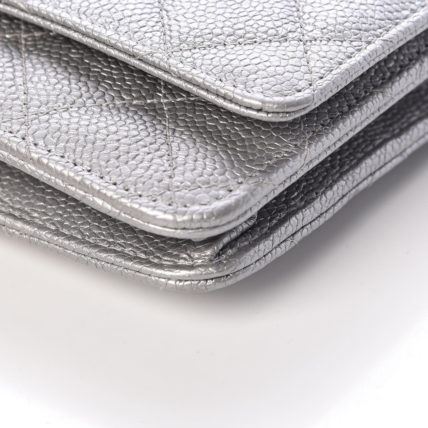 Chanel Metallic Caviar Quilted Wallet on Chain WOC Silver 11 of 12