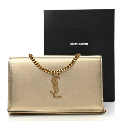 Saint Laurent Metallic Calfskin Medium Classic Monogram Kate Satchel Gold 11 of 11