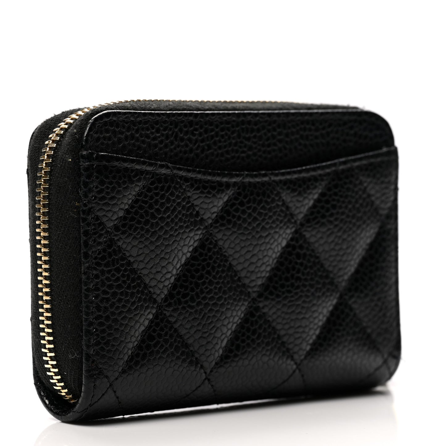 Caviar Quilted Classic Zipped Coin Purse Black