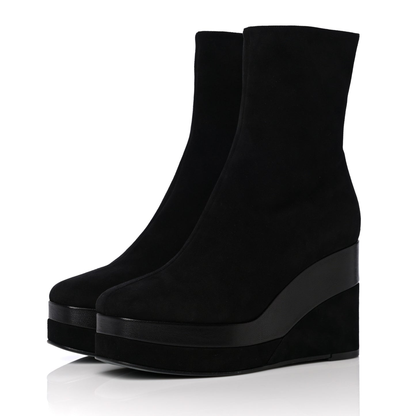 Suede Goatskin Womens Wedge Boot 36.5 Black