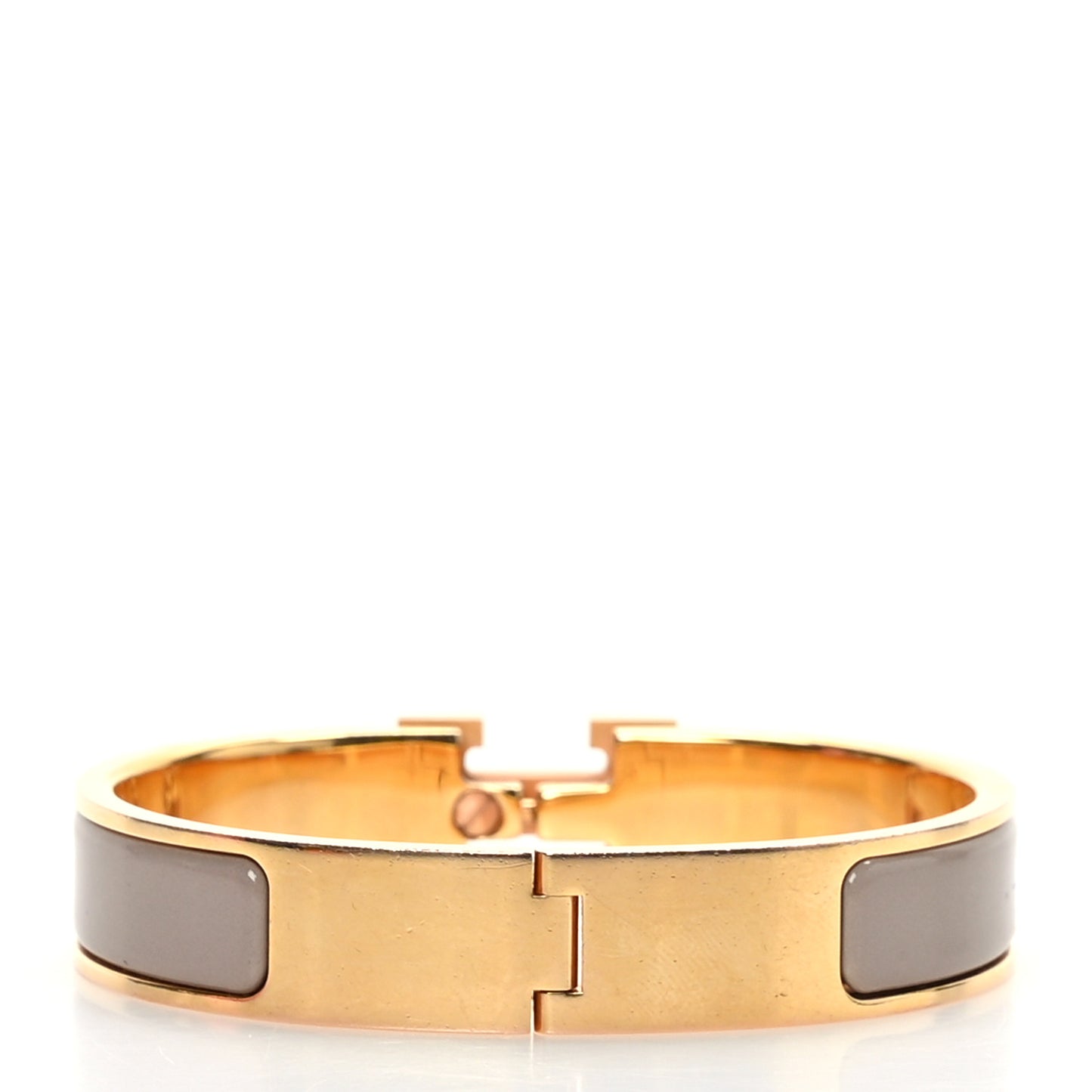 Enamel Narrow Clic Clac H Bracelet PM Marron Glace