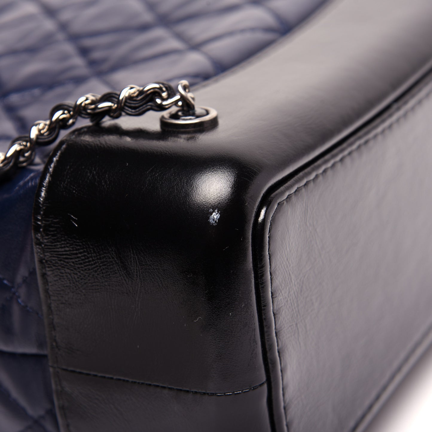 Aged Calfskin Quilted Gabrielle Backpack Navy Black