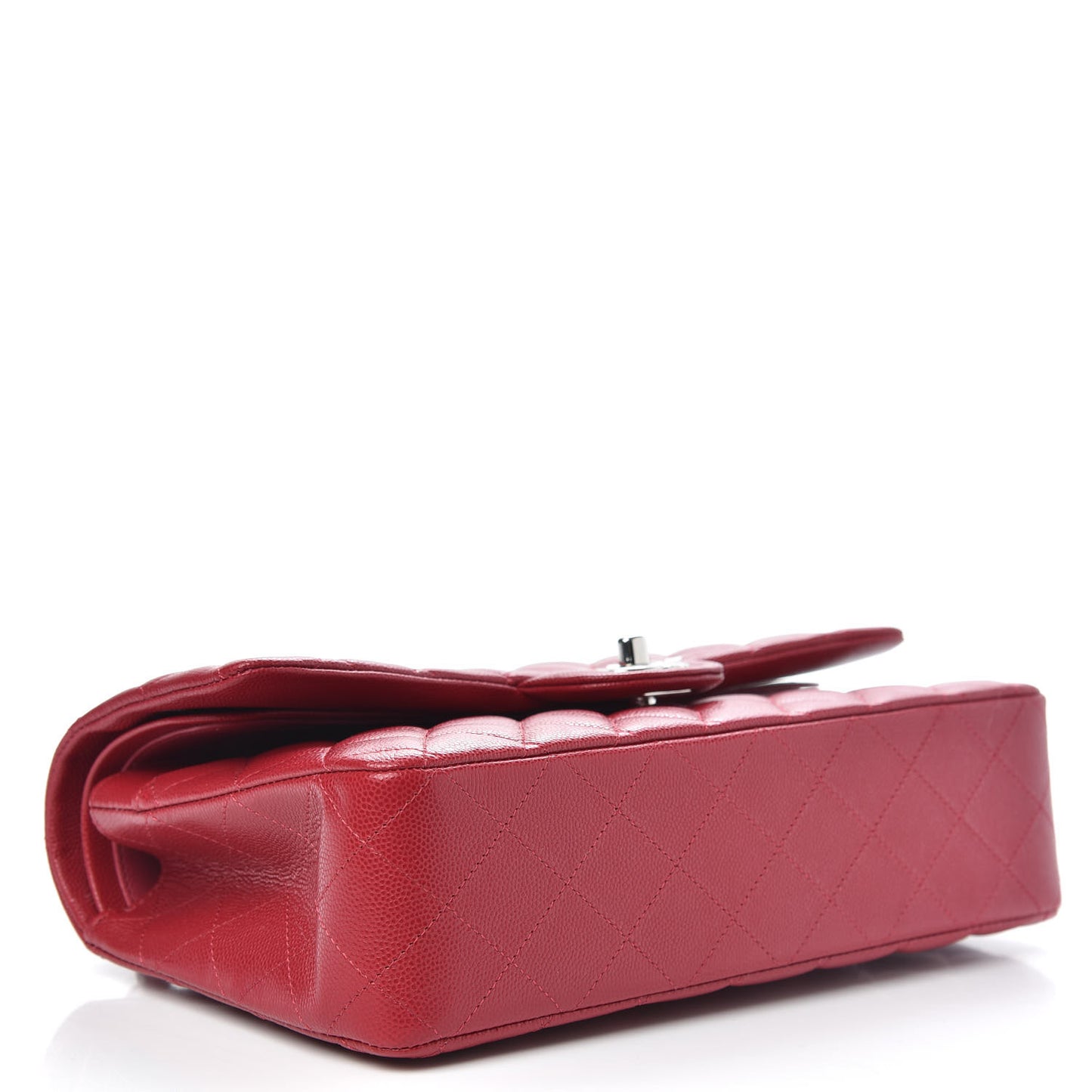 Caviar Quilted Medium Double Flap Red