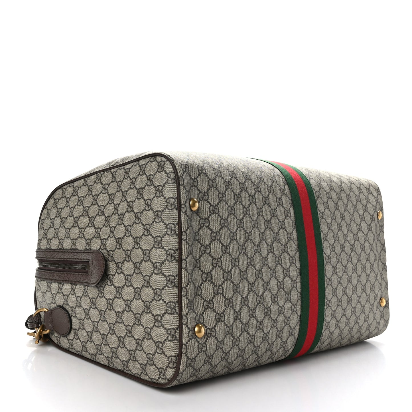 GG Supreme Monogram Textured Dollar Calfskin Web Large Savoy Duffle Bag Beige Ebony New Acero