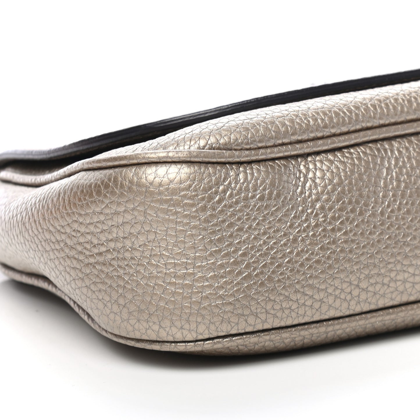 Metallic Pebbled Calfskin Medium Soho Flap Crossbody Golden Beige