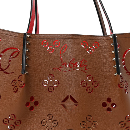 Christian Louboutin Calfskin Loubinthesky Small Perforated Cabarock Spikes Tote Biscotto 7 of 9