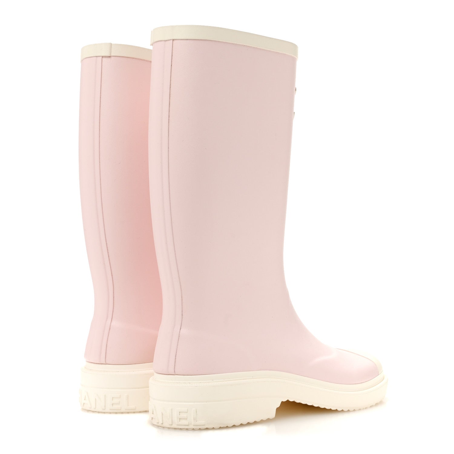Chanel Caoutchouk CC High Boots 39 Light Pink White 5 of 10