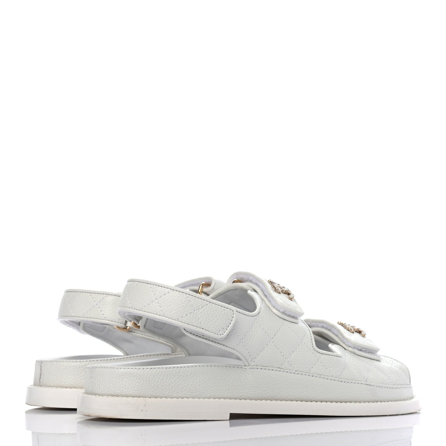 Grained Calfskin Velcro Dad Sandals 38 White