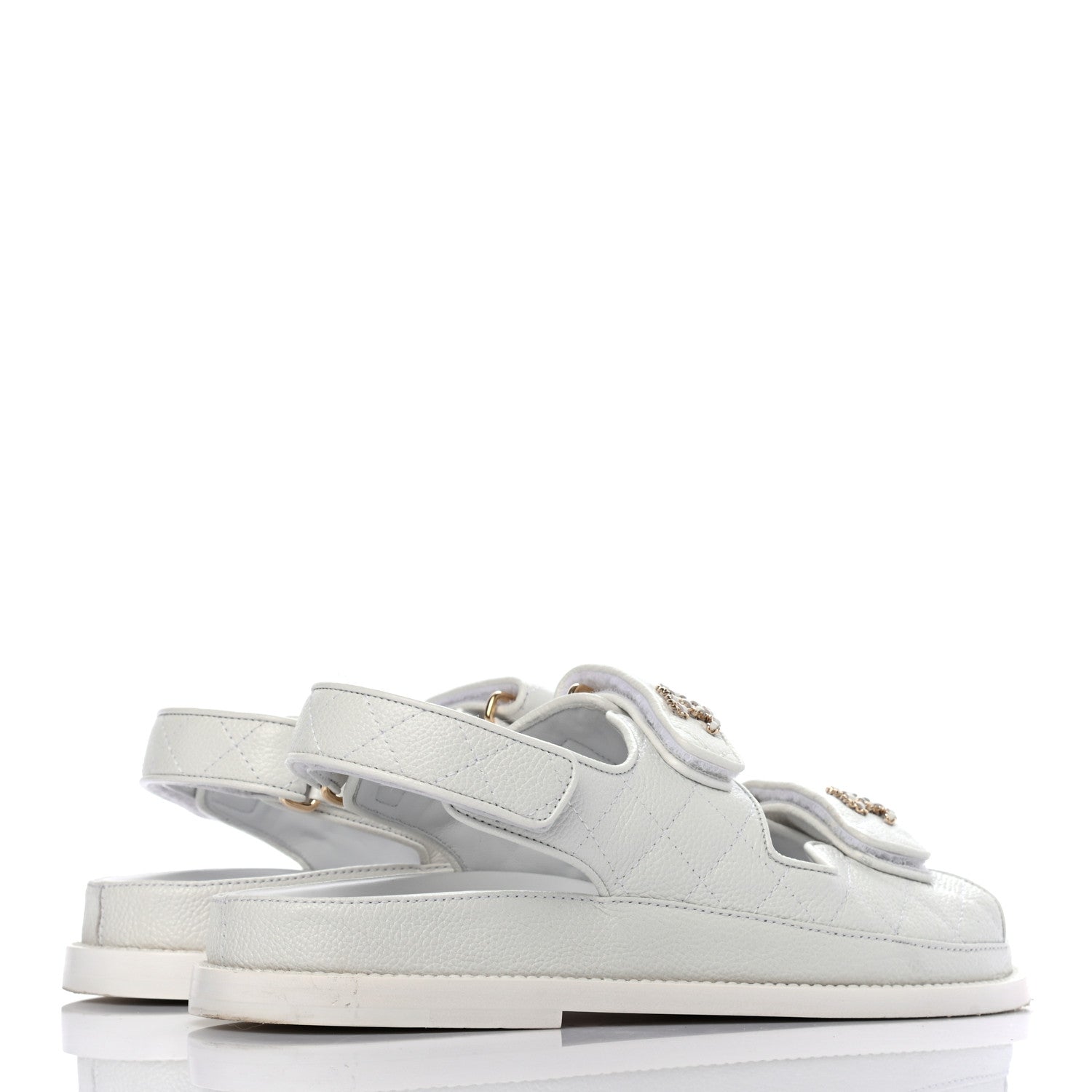 Chanel Grained Calfskin Velcro Dad Sandals 38 White 4 of 9