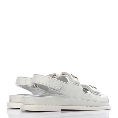 Chanel Grained Calfskin Velcro Dad Sandals 38 White 4 of 9