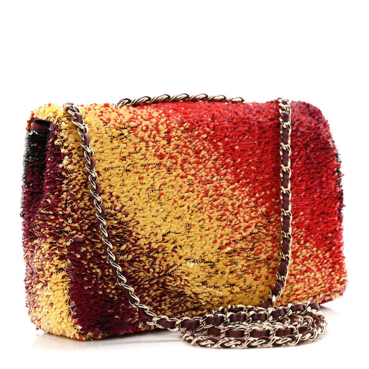 Shaded Sequins Mini Flap Black Burgundy Red Yellow