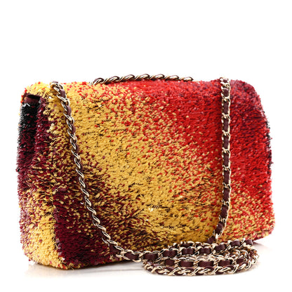 Chanel Shaded Sequins Mini Flap Black Burgundy Red Yellow 3 of 11
