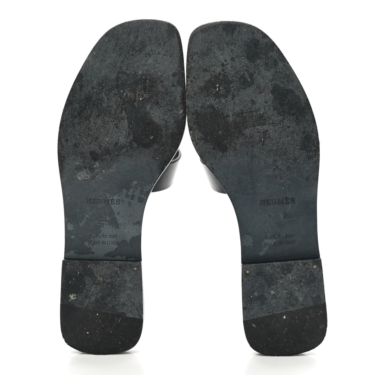 Box Calfskin Clous Pyramide Oran Sandals 37 Black