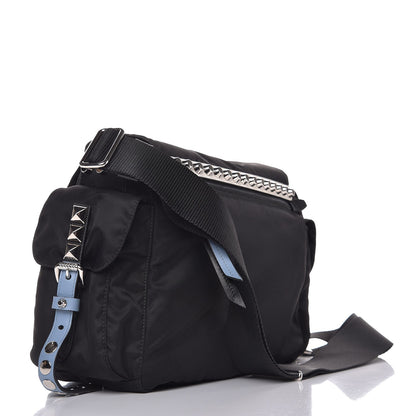 Prada Nylon New Vela Studded Messenger Black Astrale 3 of 7