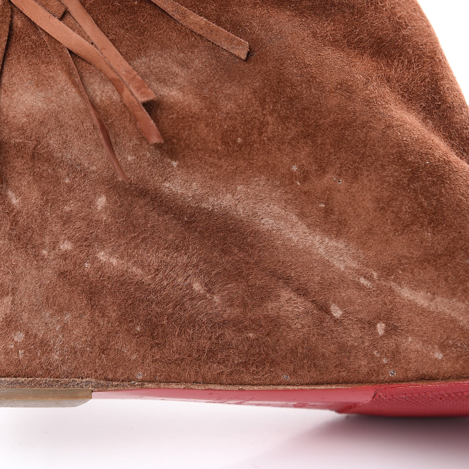 Christian Louboutin Suede Calfskin Pouliche Fringe 70 Boots 37.5 Havane 10 of 10