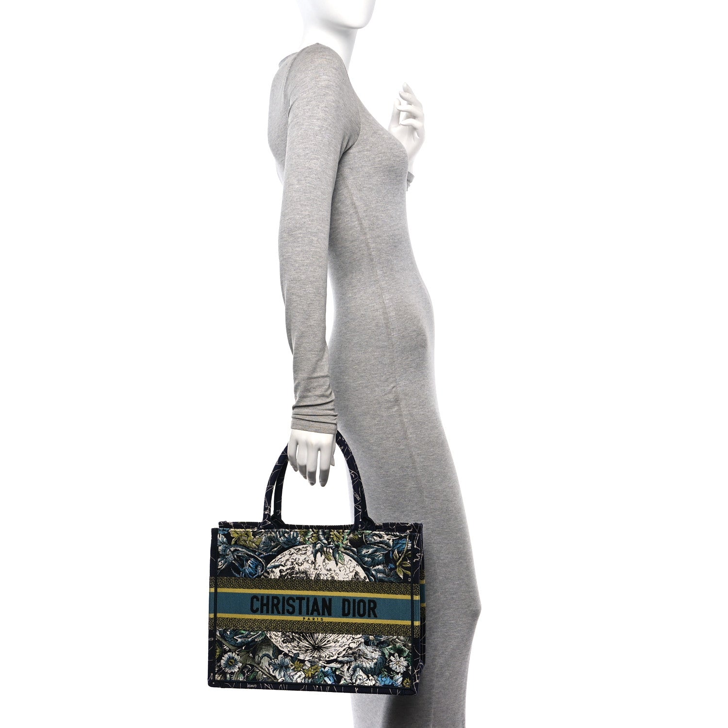 Christian Dior Canvas Embroidered Medium Zodiac Book Tote Blue Multicolor 2 of 10