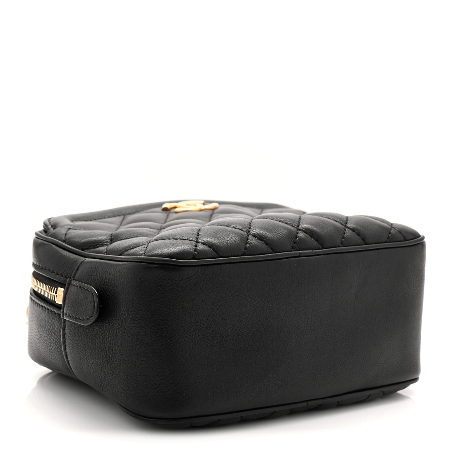 Calfskin Quilted CC Small Vanity Case Black