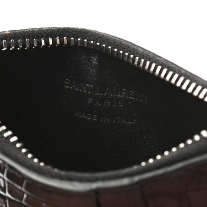 Saint Laurent Calfskin Crocodile Embossed 5 Fragments Zip Pouch Card Holder 7 of 7