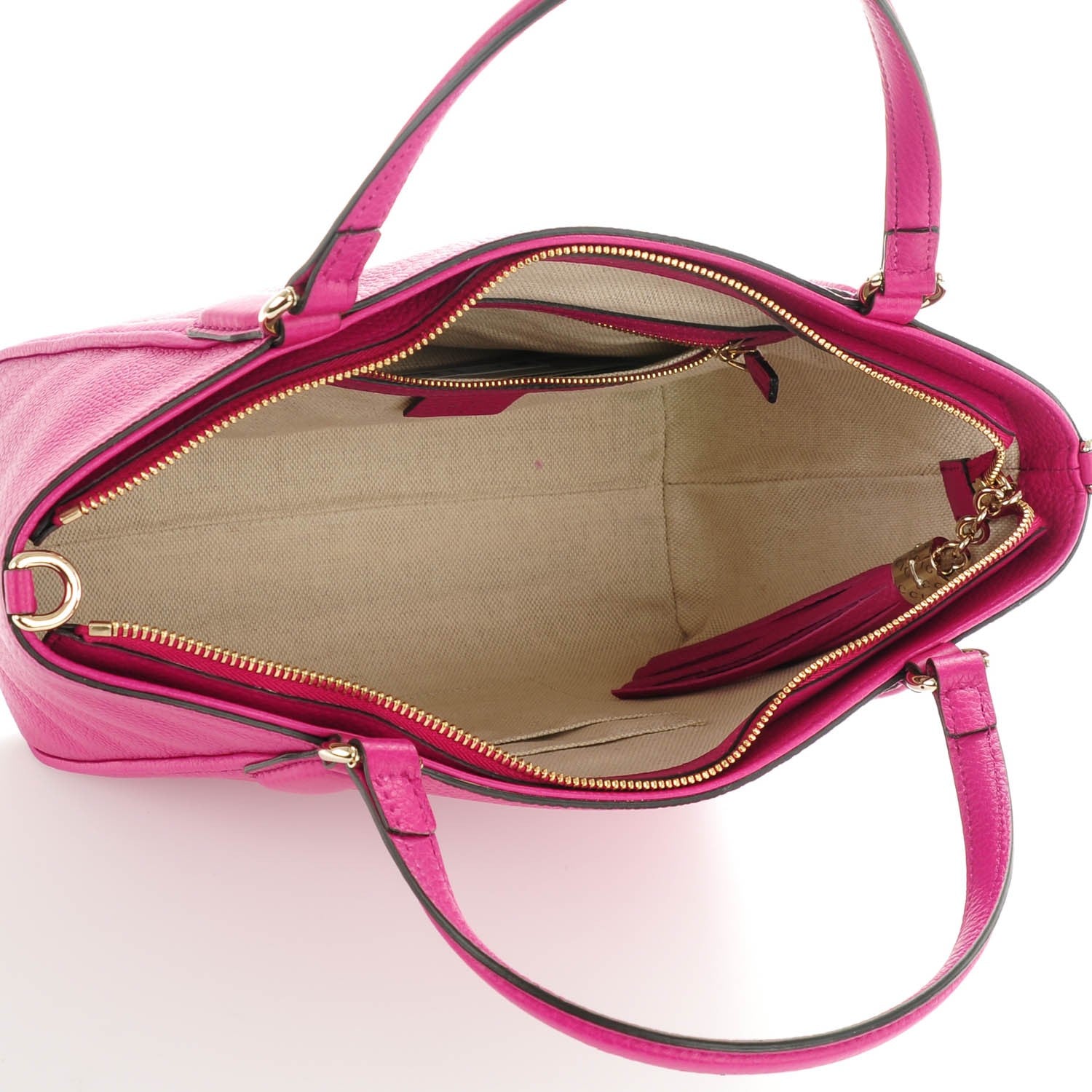Gucci Pebbled Calfskin Small Soho Top Handle Bag Bright Bougainvillea 5 of 7