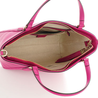 Gucci Pebbled Calfskin Small Soho Top Handle Bag Bright Bougainvillea 5 of 7